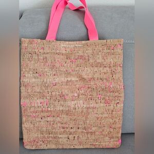 Bath and Body Works Cork Neon Pink Eco Friendly Shopping Tote Bag